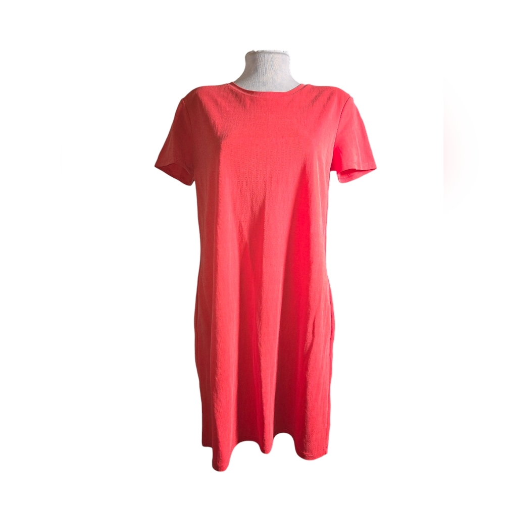 Zara Peachy Pink Nylon Blend Short Sleeves & Pockets Mini T-Shirt Dress Size‎ M